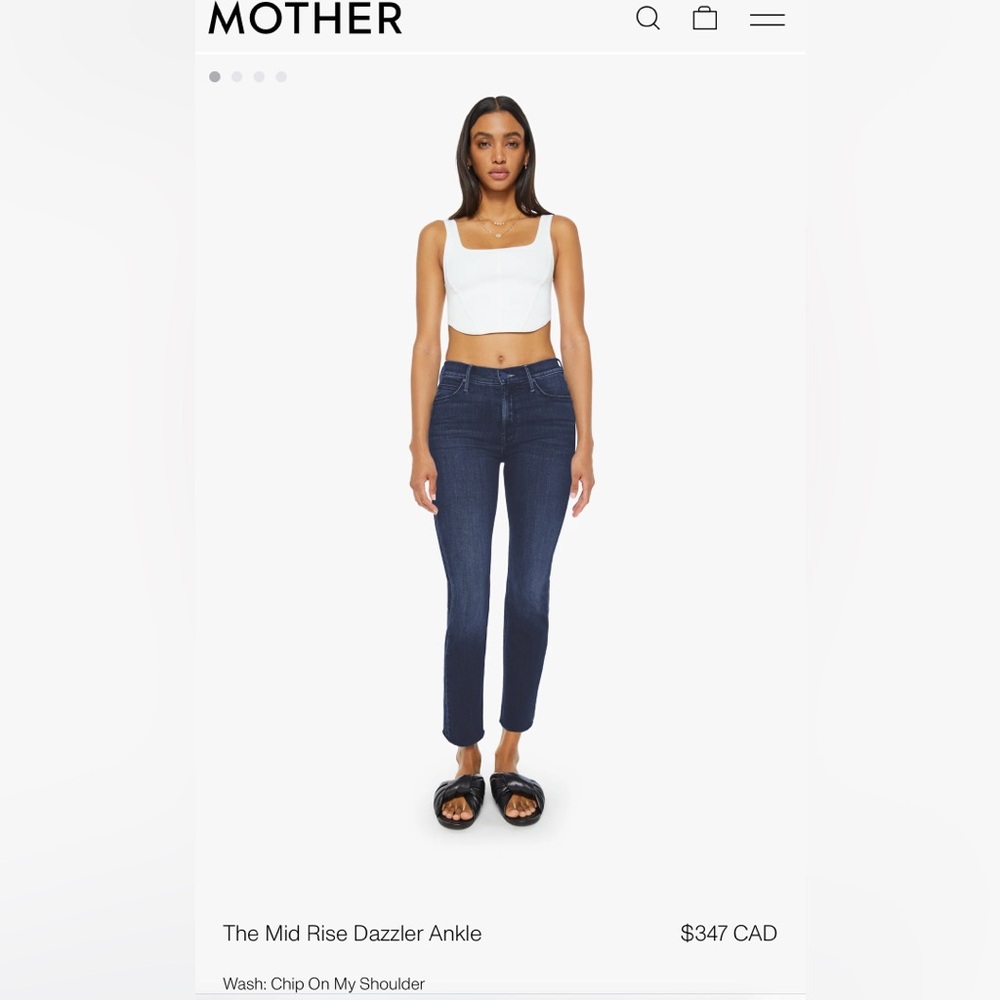 MOTHER the mid rise, dazzler ankle chip on my shoulder  30 Indigo Denim Jeans